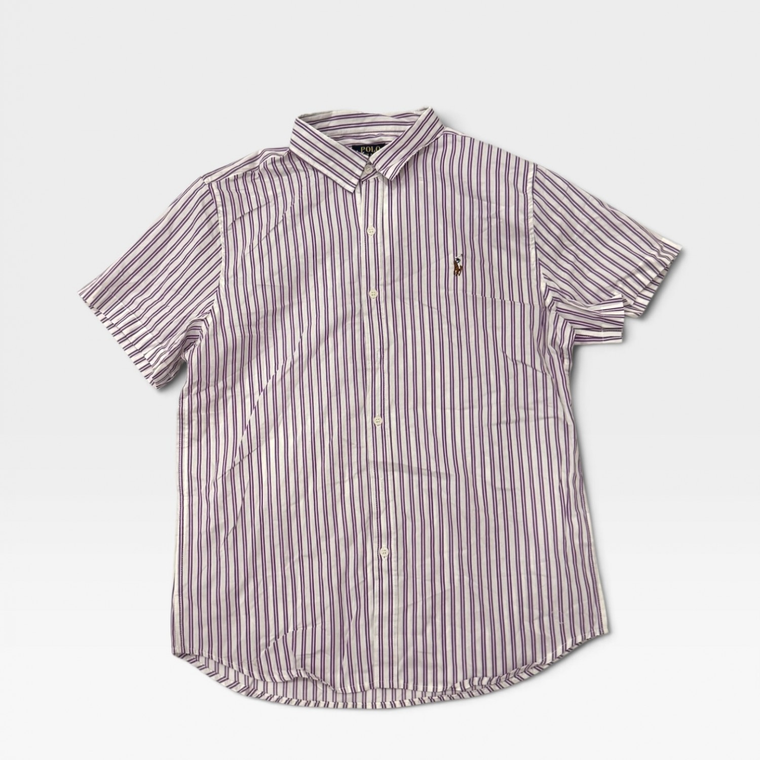 Polo Ralph Lauren Ανδρικό Πουκάμισο Ριγέ Μωβ / Λευκό