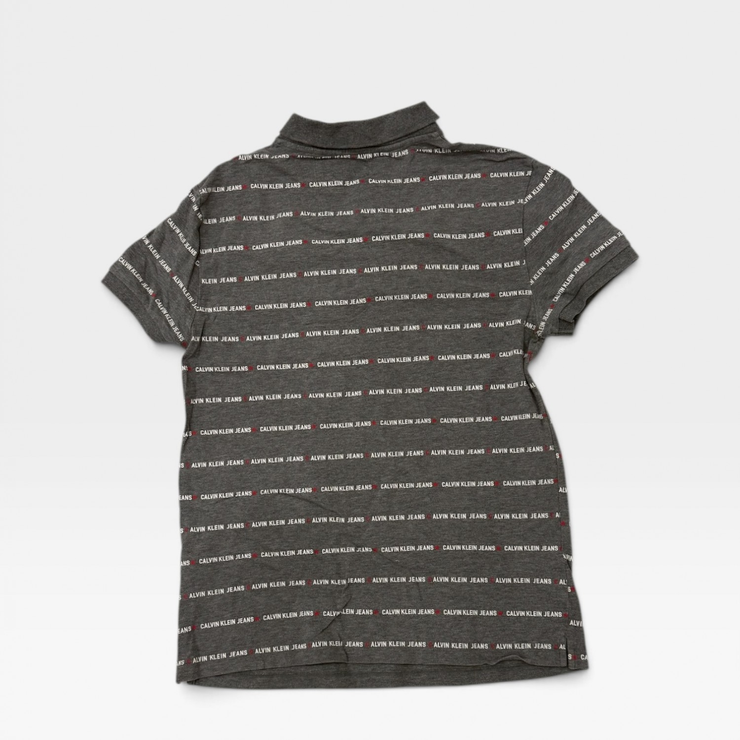 Calvin Klein Jeans Polo Μπλούζα Γκρι με All Over Logo Print