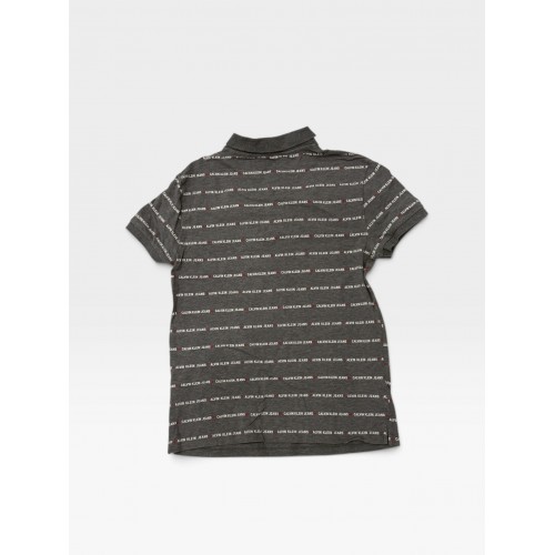 Calvin Klein Jeans Polo Μπλούζα Γκρι με All Over Logo Print