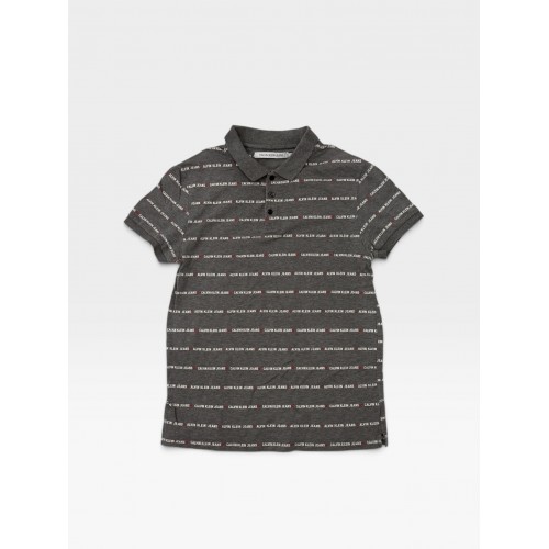 Calvin Klein Jeans Polo Μπλούζα Γκρι με All Over Logo Print