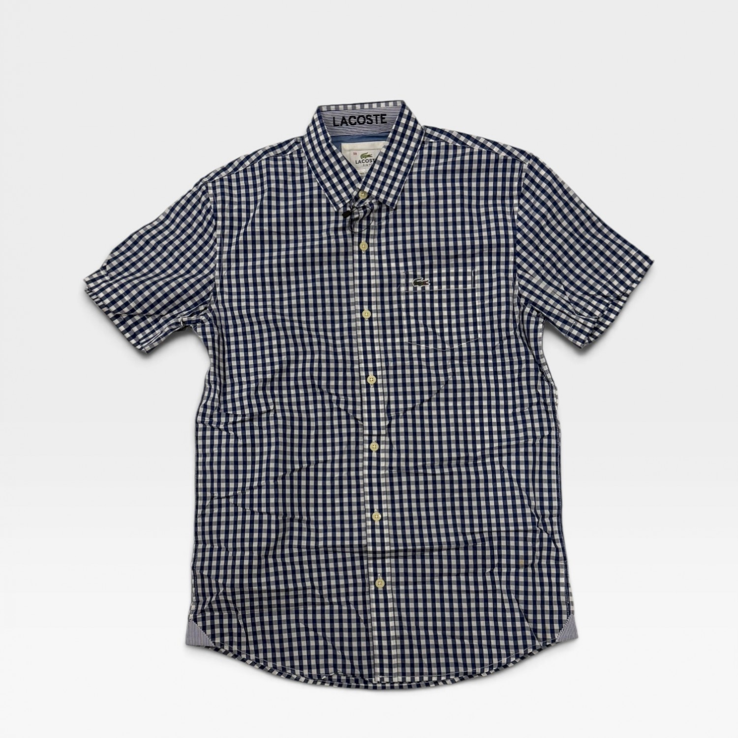Lacoste Navy Καρό Πουκάμισο Short Sleeve