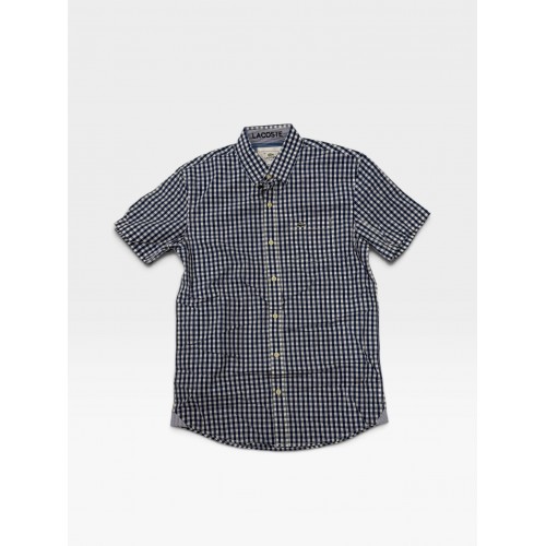 Lacoste Navy Καρό Πουκάμισο Short Sleeve