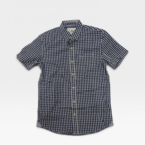Lacoste Navy Καρό Πουκάμισο Short Sleeve