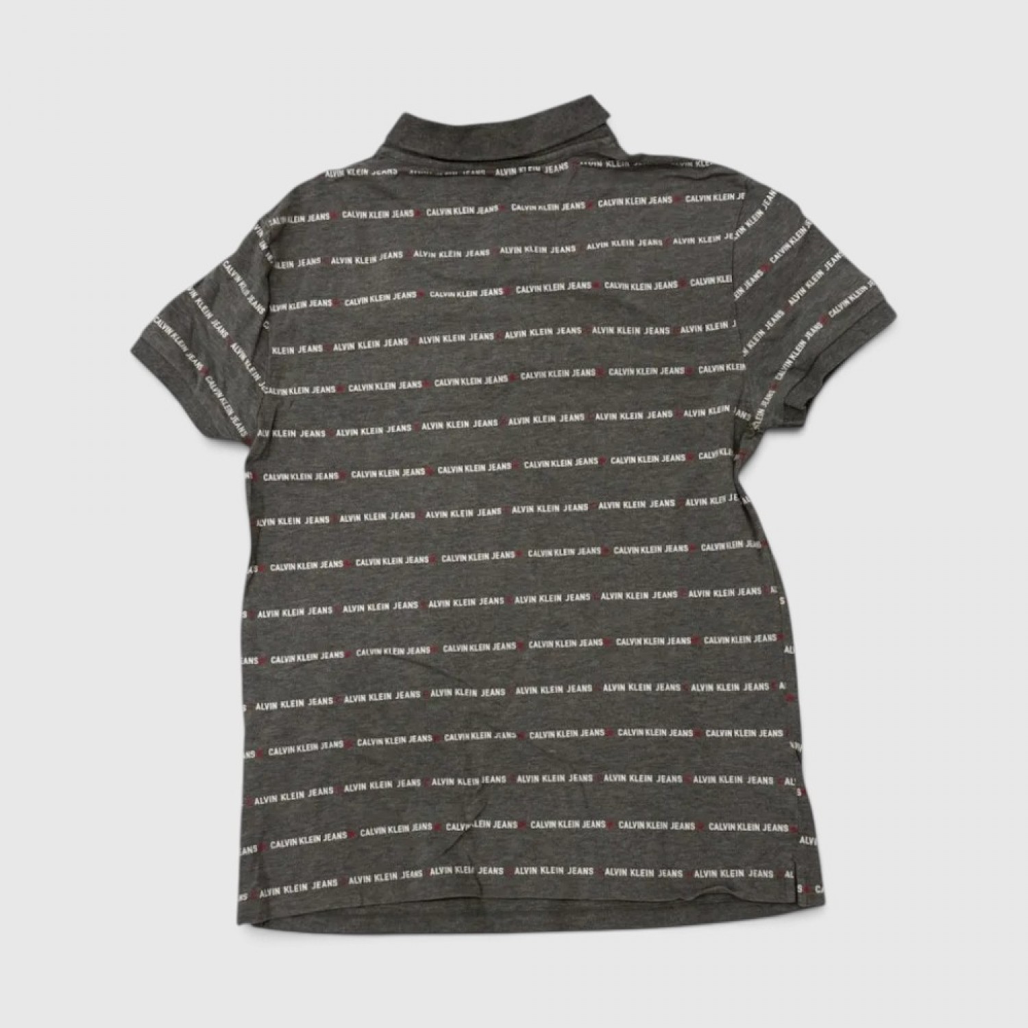 Calvin Klein Jeans Polo Μπλούζα Γκρι με All Over Logo Print / Pre-Owned