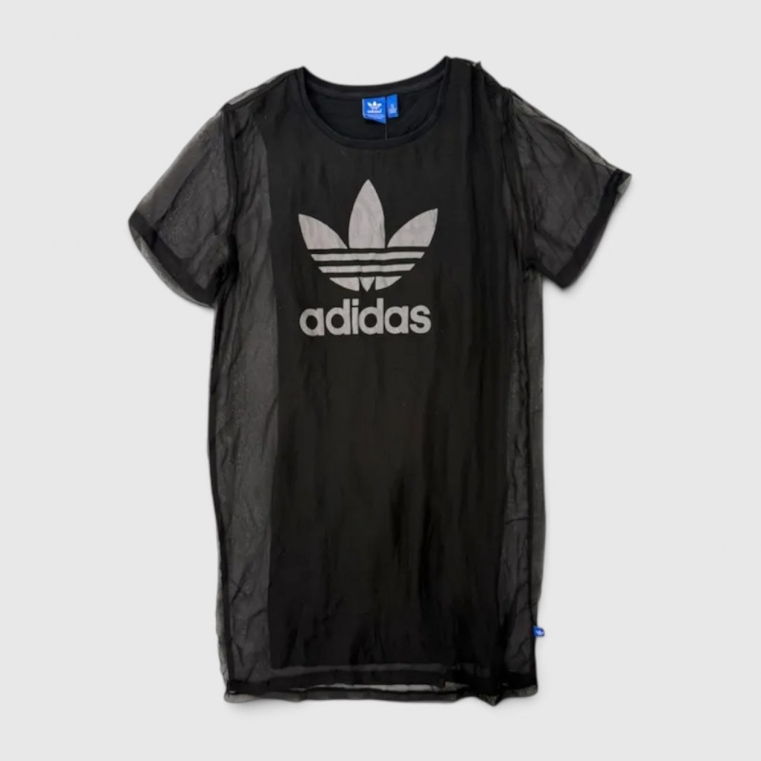 Adidas Originals Γυναικείο Μαύρο Διάφανο Mesh T-Shirt Φόρεμα με Trefoil Logo / Pre-Owned