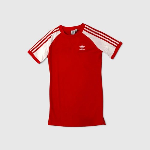 Adidas Originals Γυναικείο Κόκκινο T-Shirt Φόρεμα με 3 Ρίγες / Pre-Owned