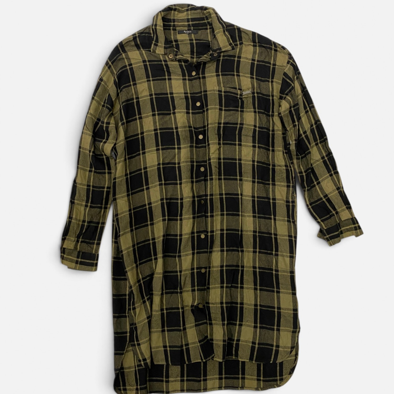 Pepe Jeans Καρό Shirt Dress – Χακί & Μαύρο / Pre-Owned