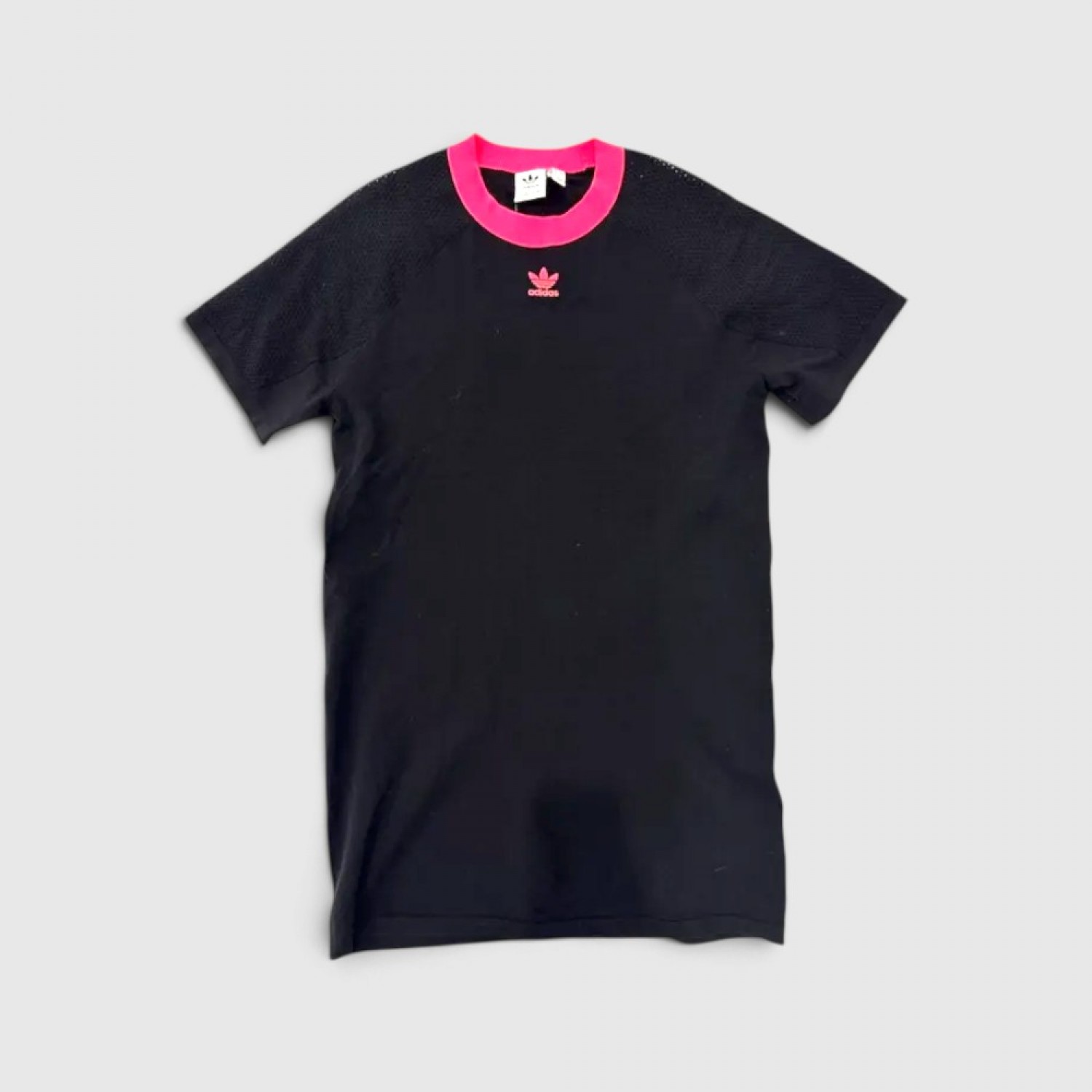 Adidas Originals Mesh T-Shirt Φόρεμα Μαύρο/Φούξια / Pre-Owned