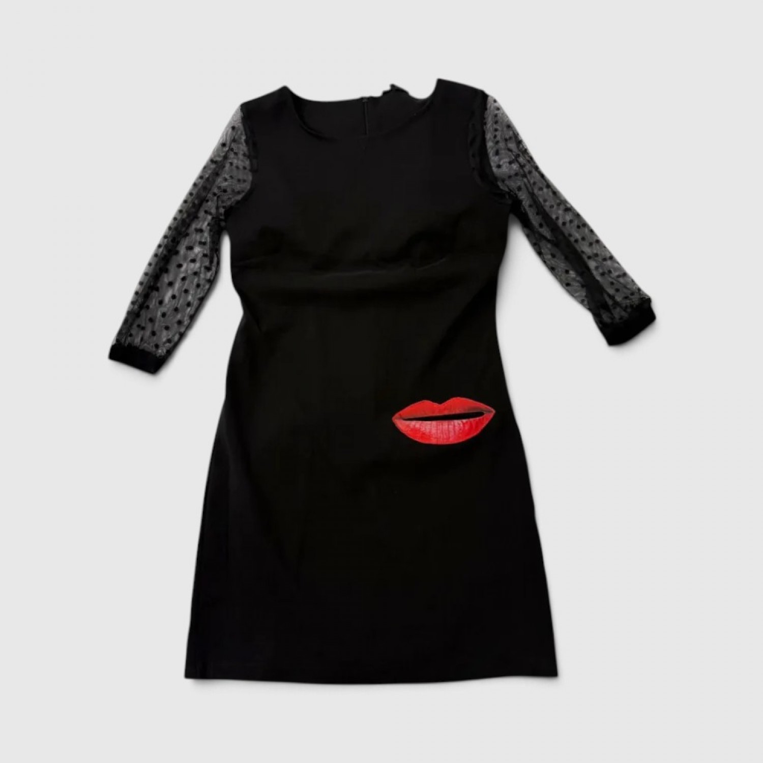 Desigual Γυναικείο Μαύρο Φόρεμα με Διαφάνειες & Κόκκινα Χείλη / Pre-Owned