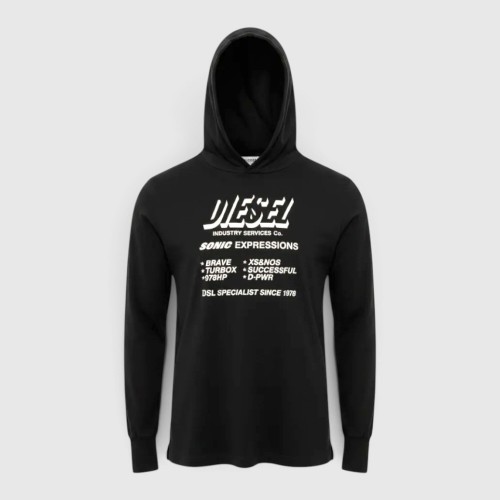 Diesel Graphic Logo Hooded Μπλούζα Μαύρη / Pre-Owned