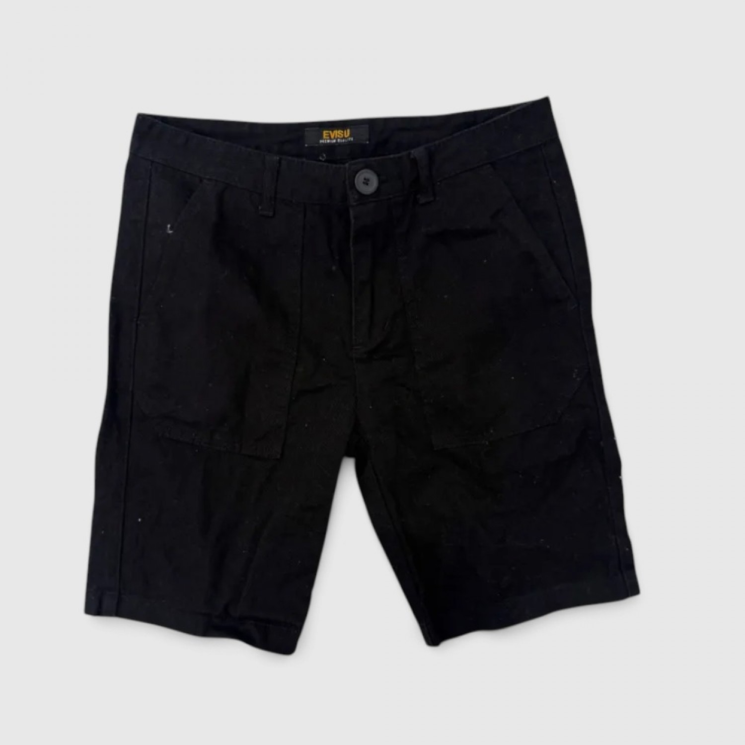 Evisu Μαύρη Denim Βερμούδα με Λευκό Gull Print / Pre-Owned