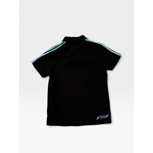 Adidas ClimaLite Polo Shirt Black with Aqua Stripes