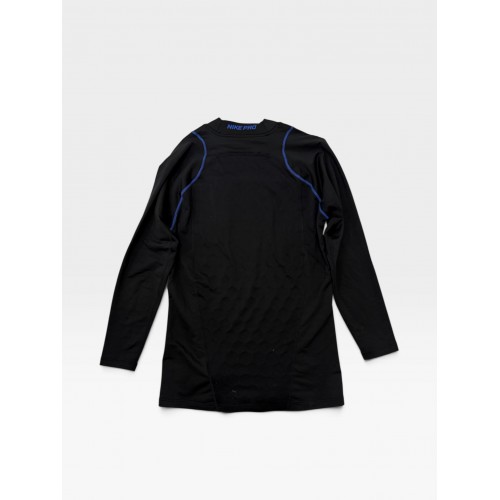 Nike Pro Long Sleeve Compression Top Black with Blue Details