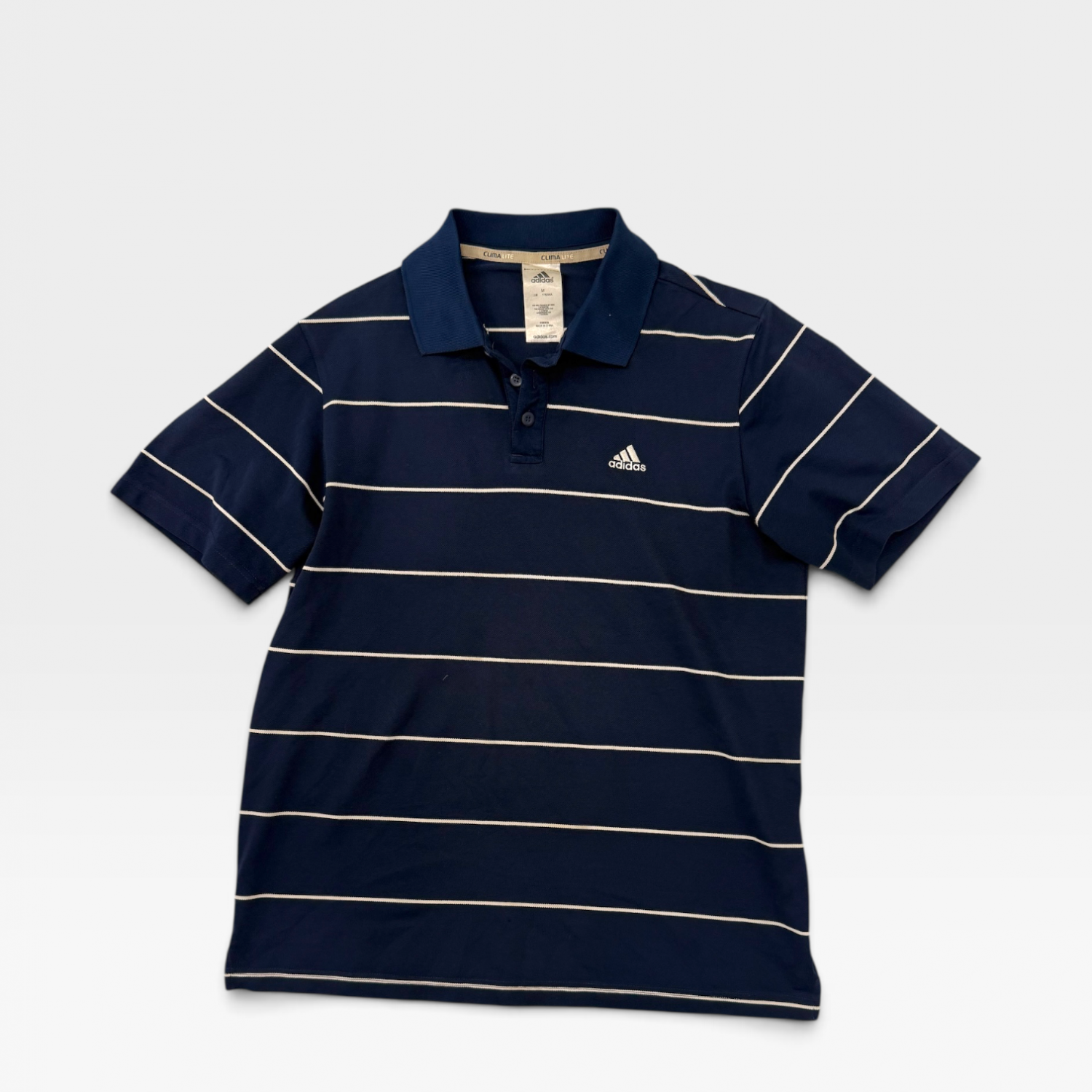 Adidas Ανδρικό Polo Μπλε Ριγέ ClimaLite