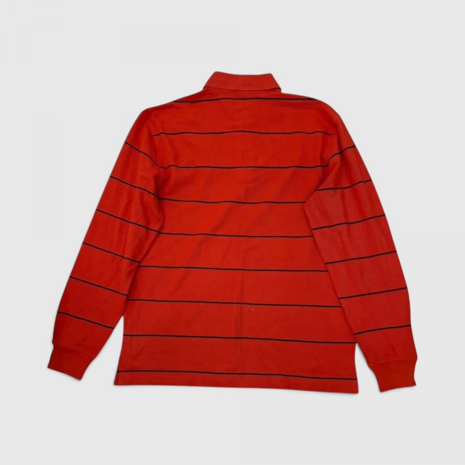 Tommy Hilfiger Classic Striped Rugby Polo Shirt Red / Pre-Owned