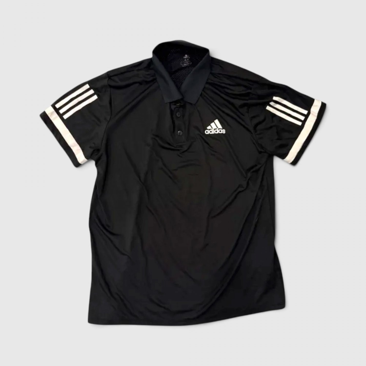 Adidas Black 3-Stripes Performance Polo Shirt / Pre-Owned