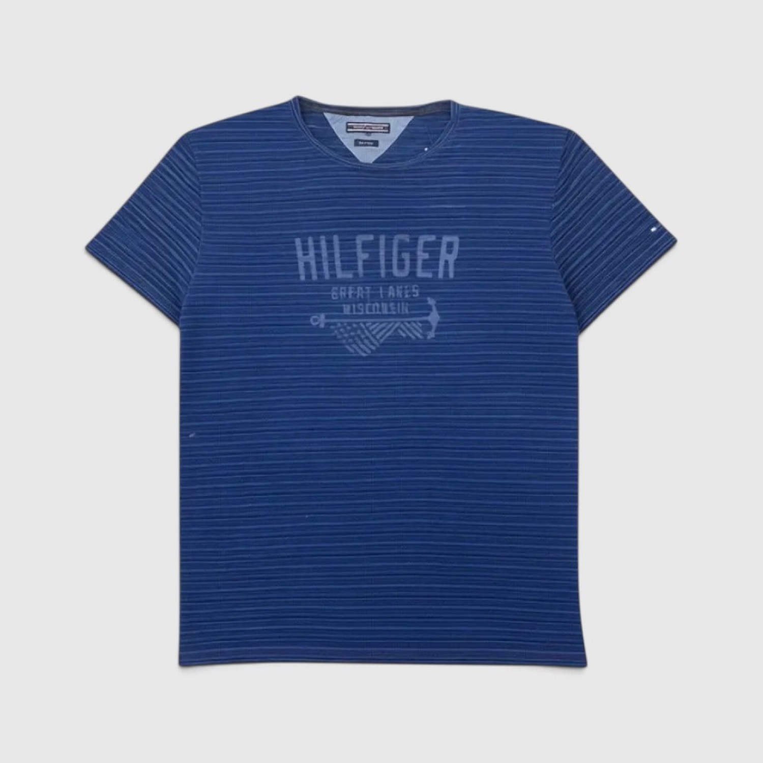 Tommy Hilfiger Ανδρικό Striped Logo T-Shirt Μπλε / Pre-Owned
