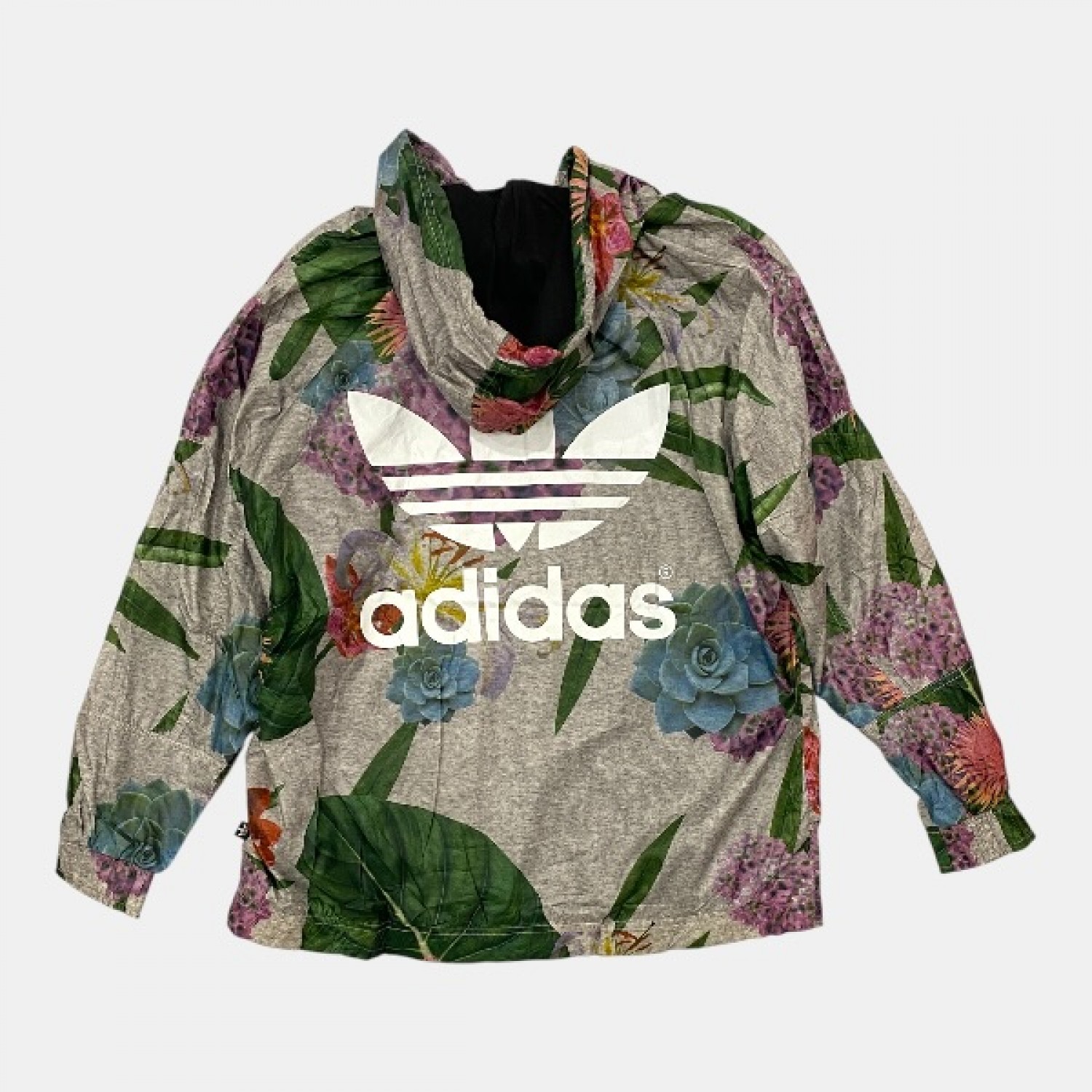 Adidas Originals Floral Print Half Zip Hoodie Jacket Pre Owned