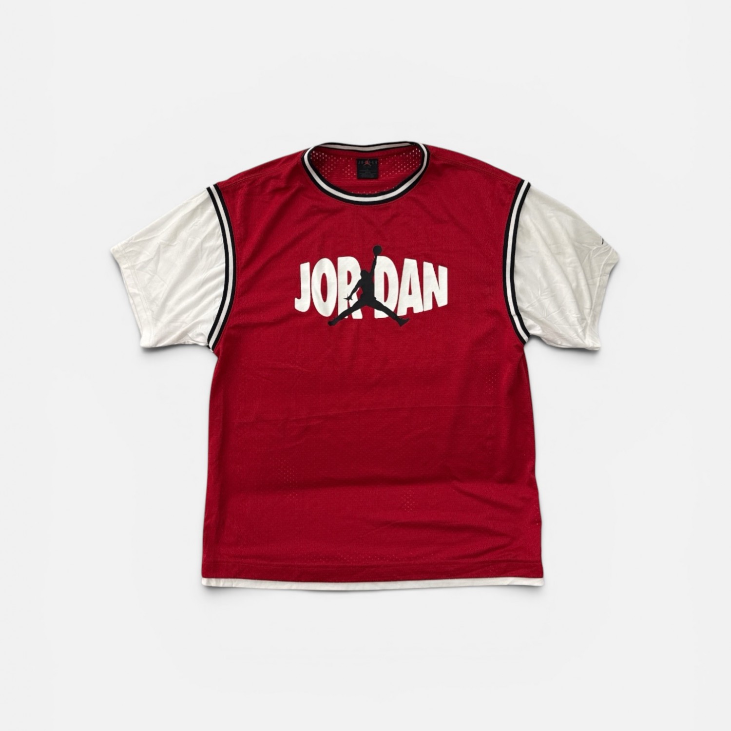 Jordan Basketball Mesh T-Shirt Red White Jumpman