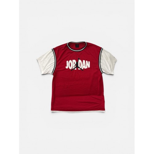 Jordan Basketball Mesh T-Shirt Red White Jumpman