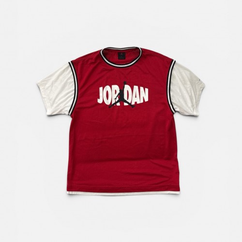 Jordan Basketball Mesh T-Shirt Red White Jumpman