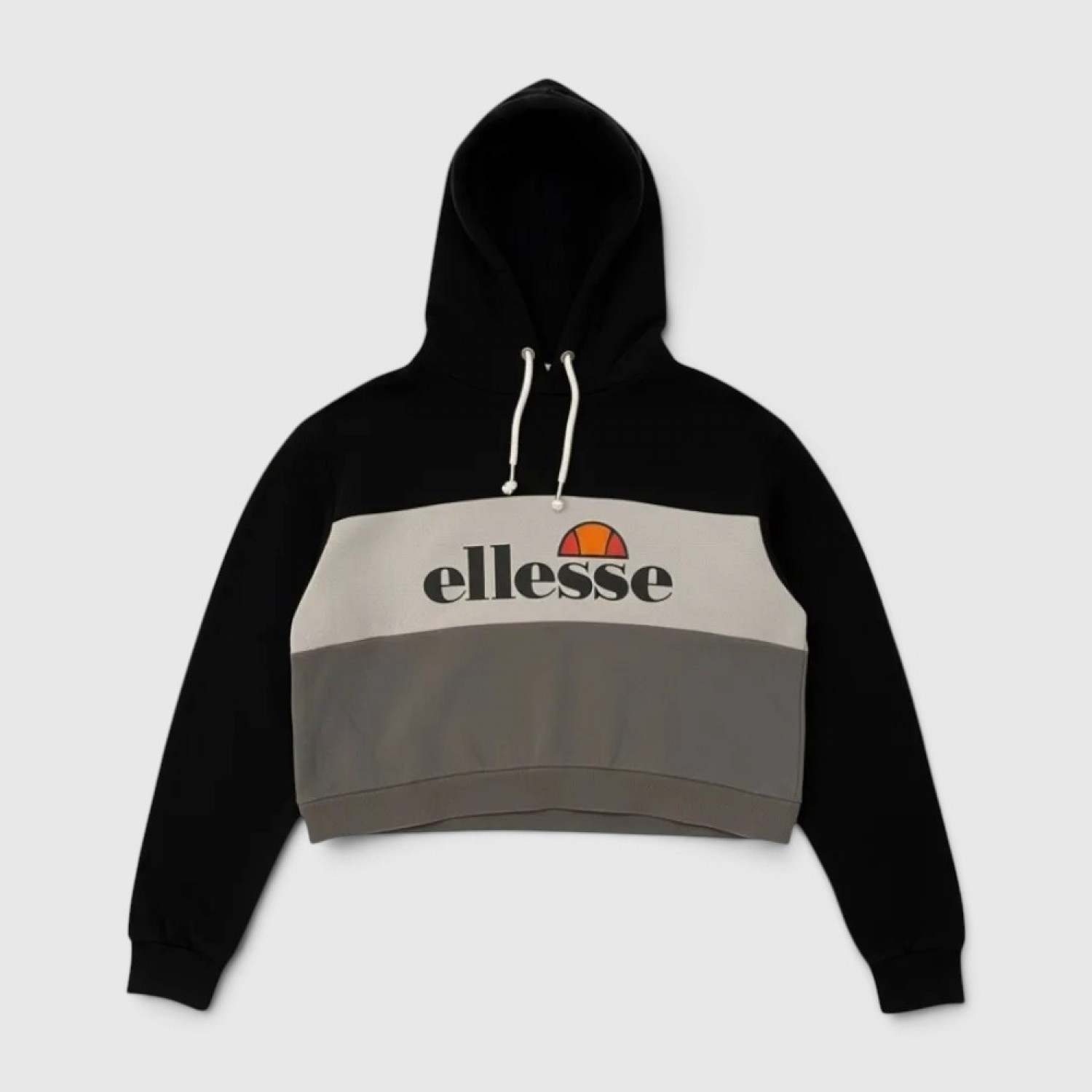 Ellesse Γυναικείο Cropped Hoodie Colorblock Μαύρο / Γκρι / Pre-Owned