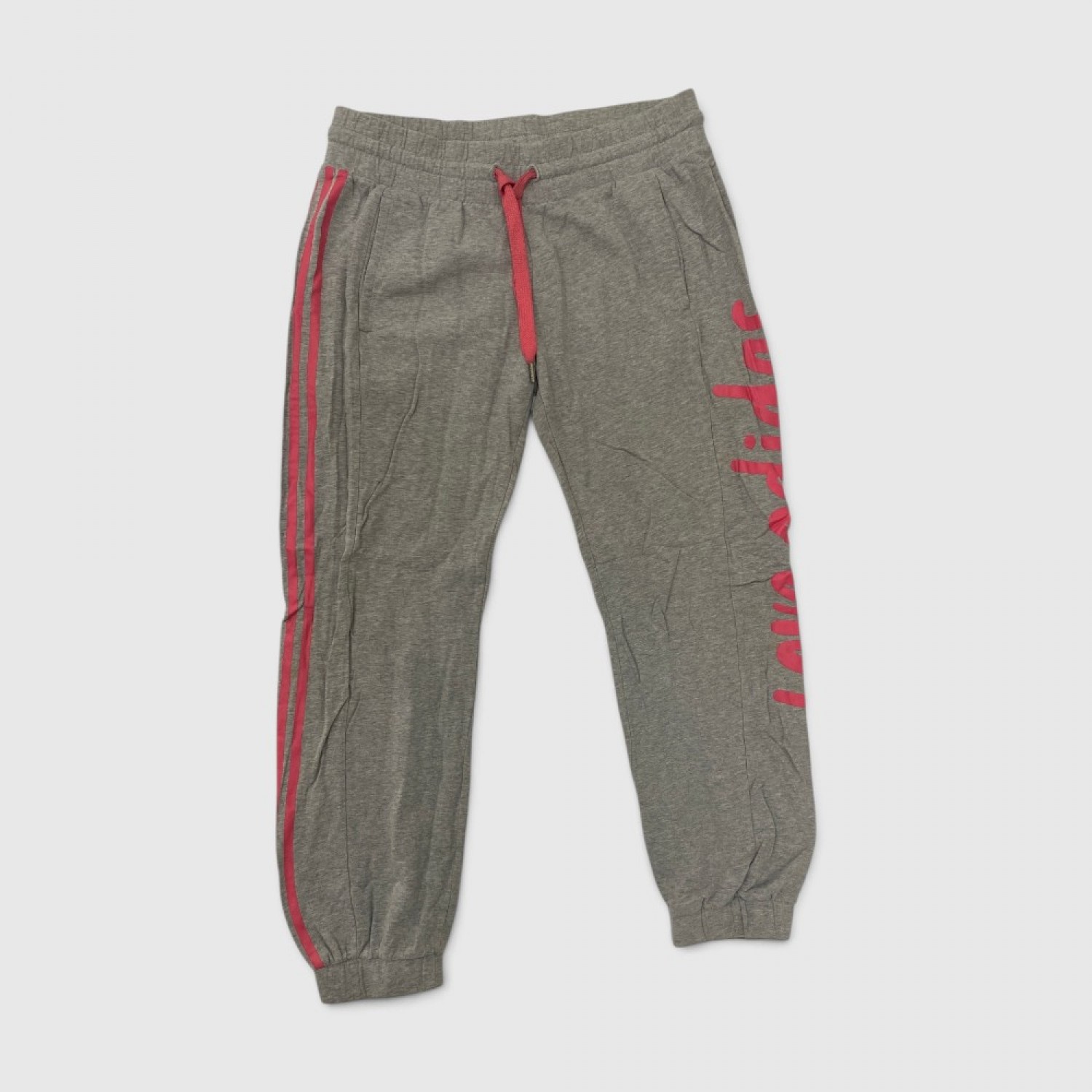 Adidas Γυναικείο Γκρι Jogger Παντελόνι με Ροζ Print / Pre-Owned