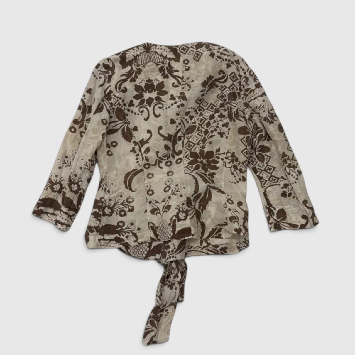 Vintage Floral Wrap Μπλούζα – Μπεζ / Καφέ / Pre-Owned
