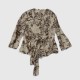 Vintage Floral Wrap Μπλούζα – Μπεζ / Καφέ / Pre-Owned