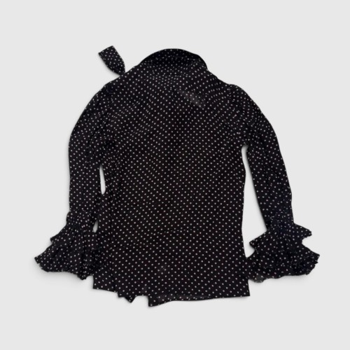 Vintage Polka Dot Pussy Bow Μπλούζα Μαύρη – Γυναικεία / Pre-Owned