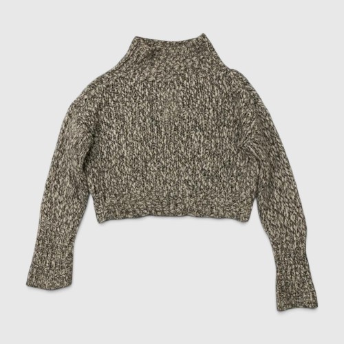 Γυναικείο Chunky Knit Crop Πουλόβερ Μπεζ-Μαύρο / Pre-Owned