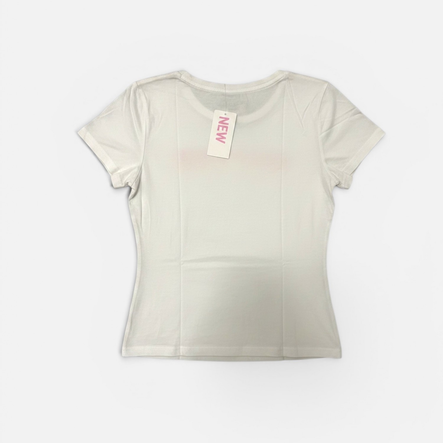 Adidas Essentials Γυναικείο T-Shirt Λευκό με Ροζ Λογότυπο M