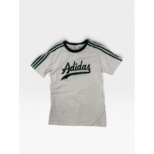 Adidas Originals Λευκό T-Shirt με Πράσινο Logo και 3-Stripes