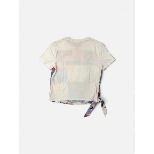 Fila Γυναικείο Graphic T-Shirt με Δέσιμο Εκρού
