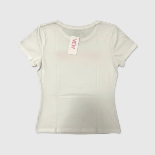 Adidas Essentials Γυναικείο T-Shirt Λευκό με Ροζ Λογότυπο M / Pre-Owned