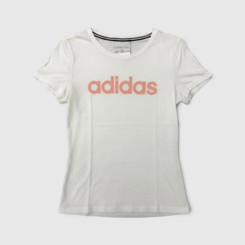 Adidas Essentials Γυναικείο T-Shirt Λευκό με Ροζ Λογότυπο M / Pre-Owned