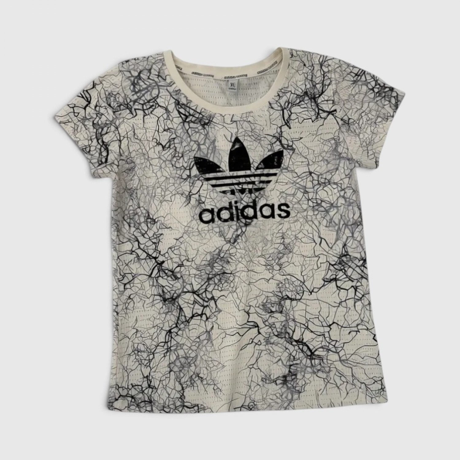 Adidas Originals Γυναικείο Graphic T-Shirt Εκρού–Μαύρο / Pre-Owned