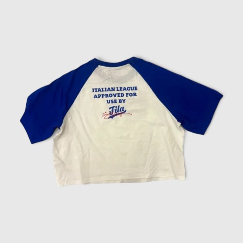 Fila Λευκό-Μπλε Crop T-Shirt 2XL / Pre-Owned