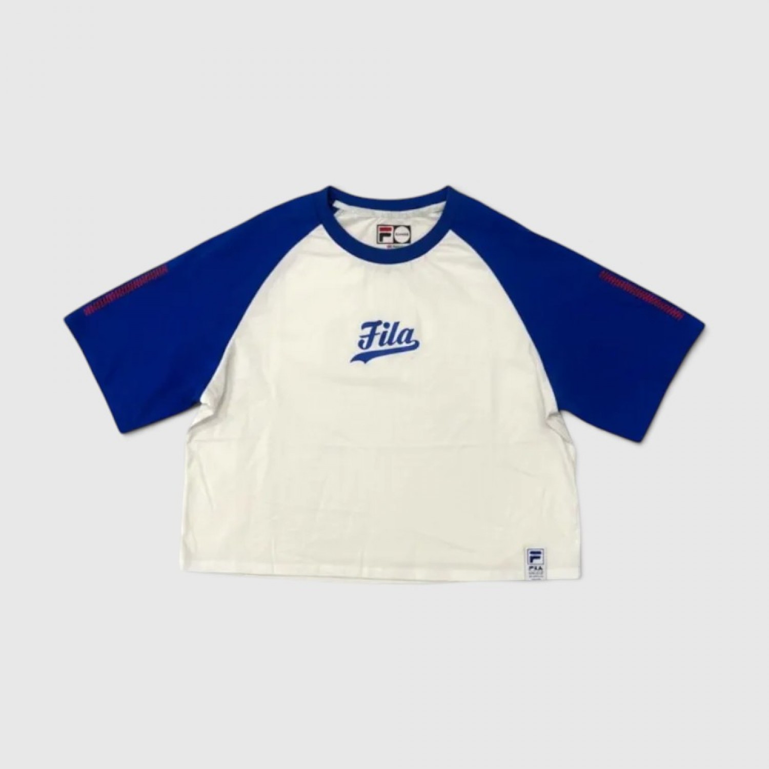 Fila Λευκό-Μπλε Crop T-Shirt 2XL / Pre-Owned