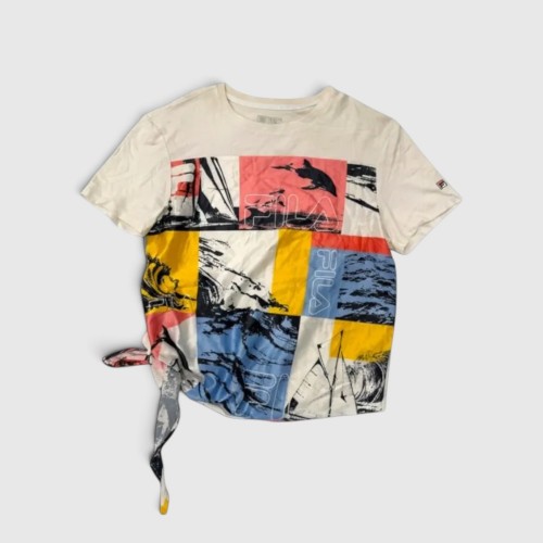 Fila Γυναικείο Graphic T-Shirt με Δέσιμο Εκρού / Pre-Owned