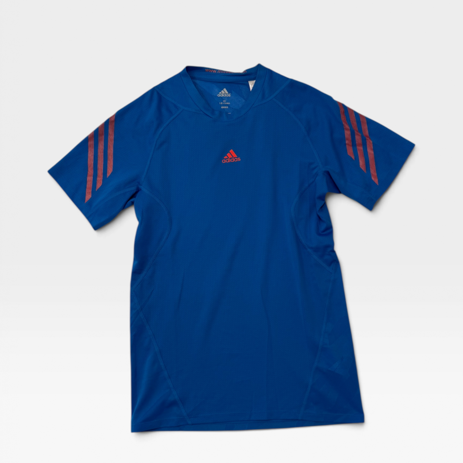 Adidas Training T-Shirt – Blue / Red 3-Stripes
