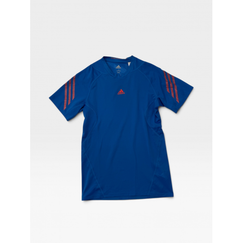 Adidas Training T-Shirt – Blue / Red 3-Stripes