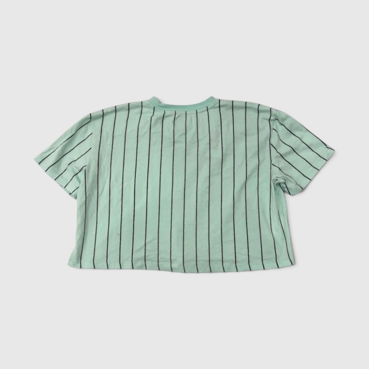 Karl Lagerfeld Jeans Γυναικείο Ριγέ Crop T-Shirt Mint Green / Pre-Owned