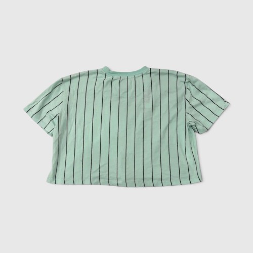 Karl Lagerfeld Jeans Γυναικείο Ριγέ Crop T-Shirt Mint Green / Pre-Owned