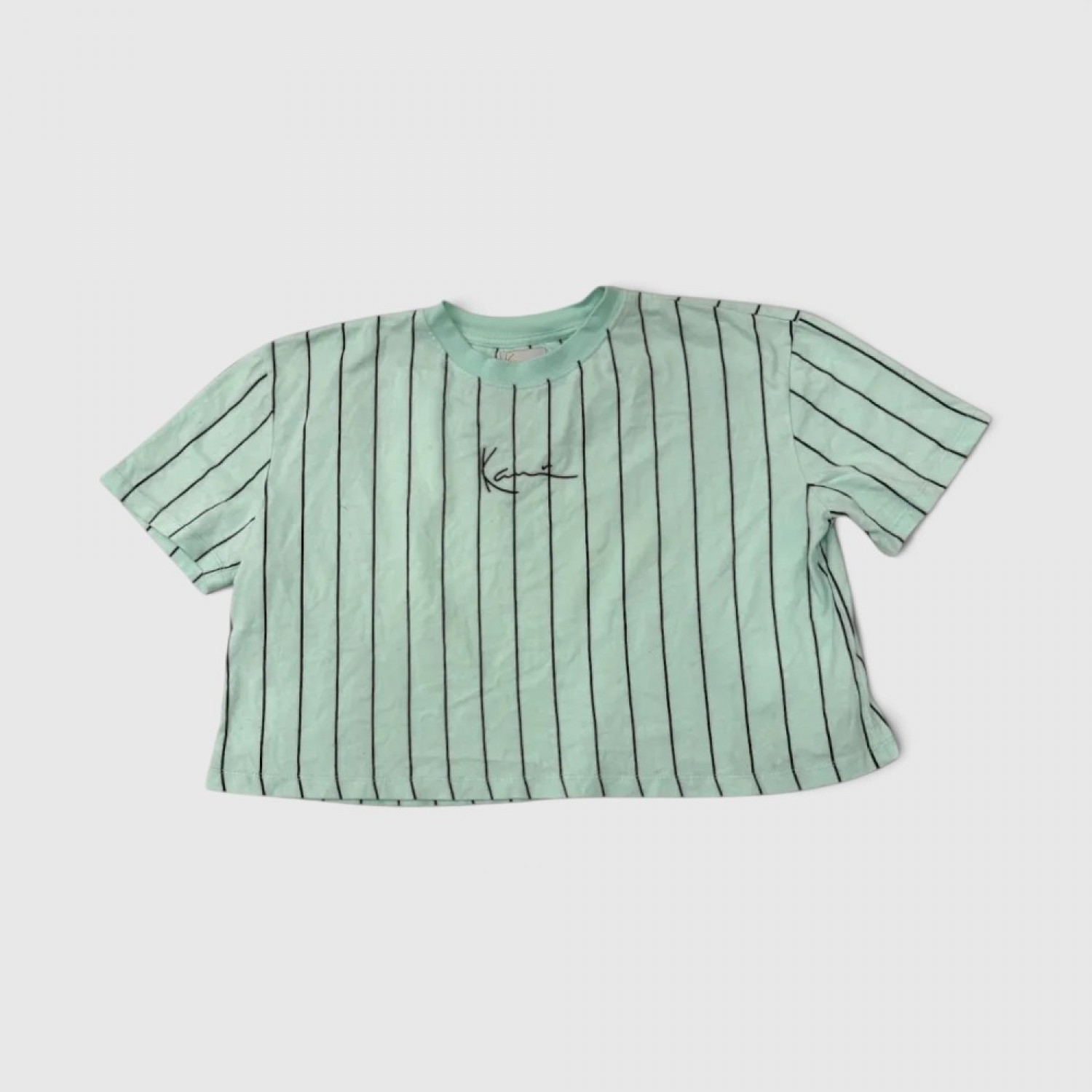 Karl Lagerfeld Jeans Γυναικείο Ριγέ Crop T-Shirt Mint Green / Pre-Owned