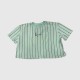Karl Lagerfeld Jeans Γυναικείο Ριγέ Crop T-Shirt Mint Green / Pre-Owned