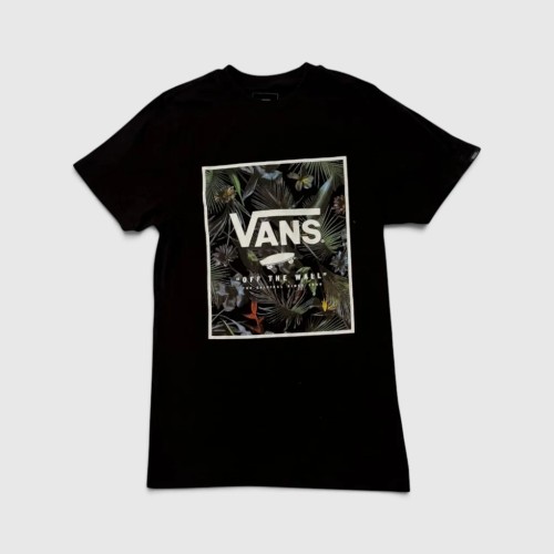 Vans Off The Wall Floral Graphic Μαύρο T-Shirt / Pre-Owned