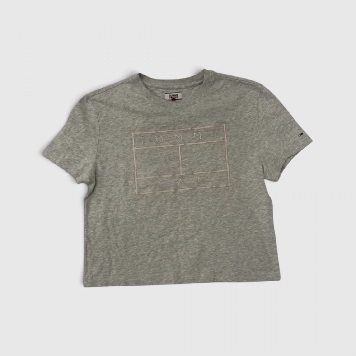 Tommy Jeans Flag Logo Γυναικείο Crop T-Shirt Γκρι / Pre-Owned