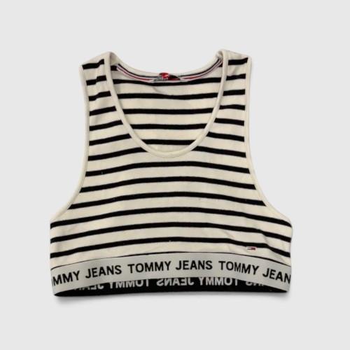 Tommy Jeans Γυναικείο Ριγέ Crop Top Μπλε & Λευκό / Pre-Owned