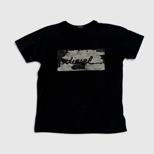 Diesel Γυναικείο Sequin Logo T-Shirt Μαύρο / Pre-Owned